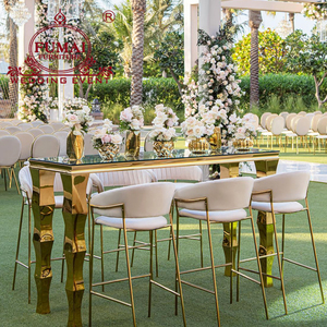 Mesa de Bar larga y estrecha de acero inoxidable rectangular con consola larga y sencilla moderna - Product Image 1