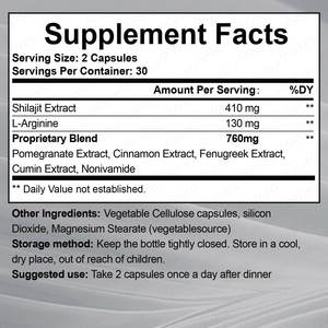 Shilajit asli Label pribadi Ultra Kapsul murni Himalaya Shilajit + ekstrak Herbal pil potensi Optimal untuk kekebalan & vitalitas - Product Image 2