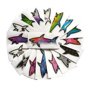 Autocollant en PVC écologique, motif requin de dessin animé, imperméable, imprimé UV, vernis brillant, décorations de mode pour les vacances de juillet, Gertrude CP - Product Image 3