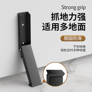 Butée de porte à pédale Zhan Han en acier inoxydable noir, magnétique, à fixation au sol, à commande manuelle pour porte d'armoire - Product Image 5