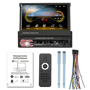 Fabrika ucuz fiyat 7 inç geri çekilebilir ekran araba mp5 oynatıcı Carplay ayna bağlantı radyo 1 din araba ses stereo oto dvd OYNATICI