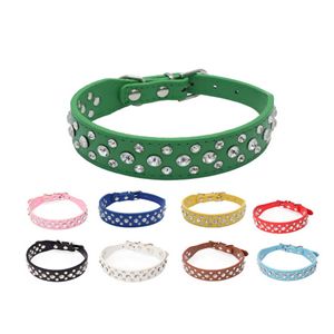 Luxe Kattenhond <span class=keywords><strong>Puppy</strong></span> Kragen Schattige Oogverblindende Zachte Strass Kristal Voor Kleine Middelgrote Huisdieren Met Leer Pu Materiaal - Product Image 1