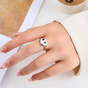 Panda Cartoon <b>Open</b> <b>Ring</b> Enamel Animal Zodiac Jewelry Gift Index Finger <b>Ring</b> - Product Image 2