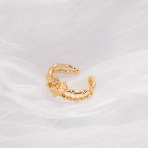 แหวนแฟชั่นเครื่องประดับชั้นดี ชุบทอง 18K ประดับเพชรซิคอนหลากสี แหวนเงินแท้ 925 ลายพื้นผิว ประดับเพชรซิคอนสีน้ำเงิน สำหรับสาวๆ - Product Image 1