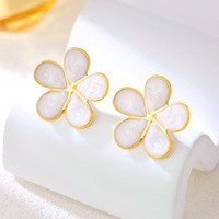 Anting Liontin Bunga Stainless Steel Manis dan Berwarna-warni, Anting Enamel Multiwarna untuk Wanita, Cocok untuk Dipakai Sehari-hari