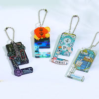 Porte-clés en acrylique en forme de L avec chaîne à billes pour cadeau de site touristique, souvenir de voyage et décoration de boutique - Vente en gros
