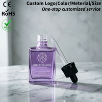 Flacon compte-gouttes rectangulaire transparent de qualité supérieure 30ml 50ml pour huiles essentielles, parfums, sérums, soins du corps et du visage