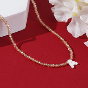Ximang 2024 新年明けましておめでとうございます 白い貝殻ペンダント シャンパンクリスタルビーズネックレス 女性用デザインジュエリー 誕生日プレゼント - Product Image 3