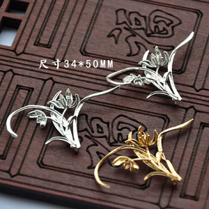 กิ๊บติดผมรูปดอกกล้วยไม้ 34*50 มม. สีทองแดงคงทน สำหรับงาน DIY และเครื่องประดับฮั่นฝู - Product Image 1
