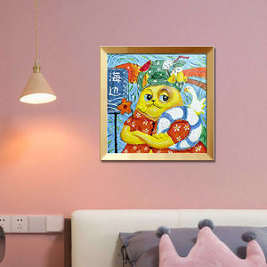 Peinture à l'huile sur toile de 35x35 cm, peinture par numéros, figurine de <span class=keywords><strong>chat</strong></span> de <span class=keywords><strong>dessin</strong></span> animé, peinture à la main sur résine, caractère chinois - Product Image 6