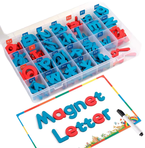 Lettres magnétiques en matériau EVA éducatif, 208 pièces avec tableau magnétique pour les enfants d'âge préscolaire, jouets d'apprentissage de l'<span class=keywords><strong>orthographe</strong></span> pour les tout-petits - Product Image 1