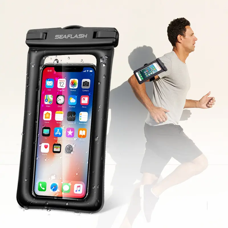 Sıcak satış TPU su geçirmez cep telefonu kılıfı kılıf kordon ile koşu kol bandı su geçirmez telefon çantası