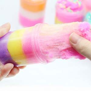 2019 tendance éducatif enfant jouets couleurs arc-en-ciel cristal boue bricolage sucette coton soie Slime - Product Image 3