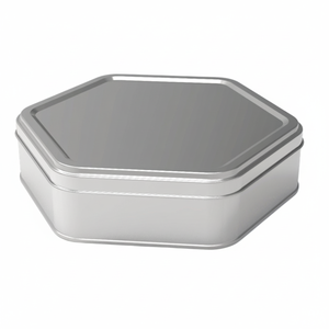 Boîte en étain hexagonale de 2,5 L pour délices turcs, boîte à chocolat 216x242mm X H65mm avec couvercle coulissant, matériaux recyclés pour aliments pour animaux et gâteaux - Product Image 2