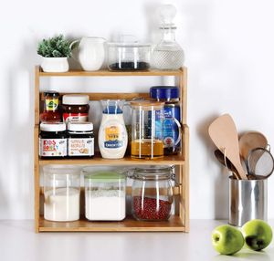 Estante de Especias de Bambú de 3 Niveles, Estante de Despensa, Organizador de Almacenamiento para Encimera de Cocina, Material de Madera, Tipo Vajilla - Product Image 3