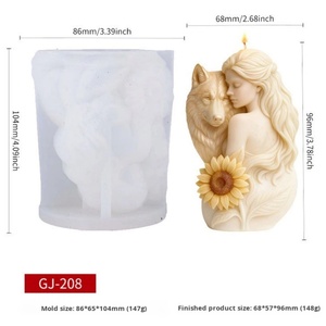 Molde de silicona UNIMOUND para velas aromáticas de niña lobo, hecho a mano, apto para lavavajillas, adornos DIY al por mayor, hecho en China - Product Image 6