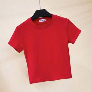 I-0647 Summer Women's Sweet Short Sleeve <b>Crop</b> <b>Top</b> Sexy Thin Breathable High Quality Plain T-shirt - Product Image 5
