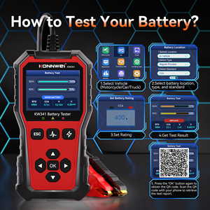 Testeur de batterie de voiture KONNWEI KW341 avec écran de 2,8 pouces |   6V/12V/24V 10-2000CCA pour batteries au plomb-acide/AGM/GEL/<span class=keywords><strong>EFB</strong></span>/Li-ion avec SOC/SOH - Product Image 2