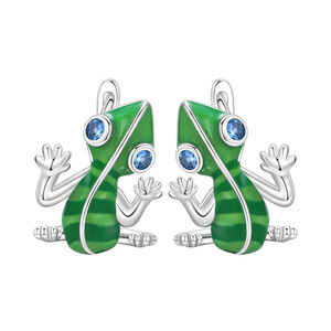 Pendientes de aro camaleón en cobre blanco azul verdoso, diseño original de nicho, pendientes de alta gama al por mayor para mujer - Product Image 6