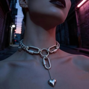 Collier ras du cou géométrique Aifule en acier inoxydable 304 avec pendentif cœur, tendance et personnalisé pour femme - Product Image 1