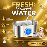 Fontaine à eau pour animaux de compagnie en acier inoxydable, alimentation automatique, ultra silencieuse, eau filtrée et courante
