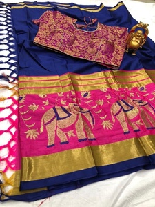 Beautiful Yellow Green <b>Satin</b> Silk Printed Indian Cotton Saree Zardosi Work Long Weaving Pallu Contrast <b>Blouse</b> Pakistani Style - Product Image 3