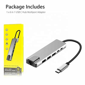 Xput Chất Lượng Cao Đa Chức Năng 6 Trong 1 <span class=keywords><strong>USB</strong></span> C Hub 6-Trong 1 Loại C Để HDMI 4K <span class=keywords><strong>RJ45</strong></span> <span class=keywords><strong>Ethernet</strong></span> <span class=keywords><strong>USB</strong></span> 3.0 <span class=keywords><strong>Adapter</strong></span> Với 87W Pd Sạc - Product Image 6
