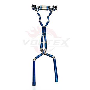 Échappement Catback en alliage de titane Vortex pour BMW M8 F91 F92 F93 4.4T S63, finition bleu brûlé, avec X-Pipe et double valve, embouts quadruples en carbone - Product Image 2
