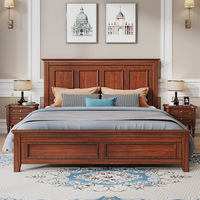 Lit double de style rétro américain, style campagnard, 1,5 m, style européen, chambre principale, grand lit, 1,8 m, lit vintage antique en acajou, villa