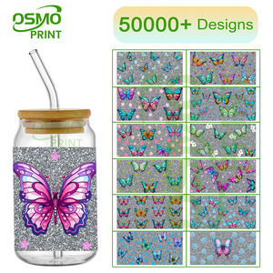 OSMO Plastique UV pour enveloppes de gobelets à paillettes 16oz 20oz Lavable Durable Motif papillon - Product Image 1