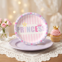 Assiettes en papier jetables imprimées Joyeux Anniversaire avec ballons colorés, vaisselle de table robuste pour desserts et gâteaux, fournitures de fête à thème dessin animé