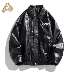 Chaqueta <span class=keywords><strong>Bomber</strong></span> de Cuero para Hombre, Estilo Urbano, Holgada, de Trabajo, a la Moda, para Exteriores, Venta al por Mayor de Fábrica, Nueva Colección Primavera - Product Image 1