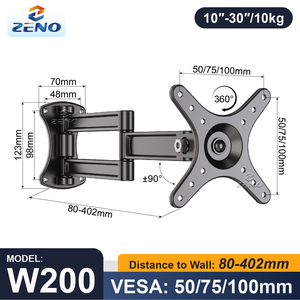 Zeno <span class=keywords><strong>LCD</strong></span> màn hình cánh tay VESA 75x75/100x100 có thể điều chỉnh nghiêng xoay tối đa tải 10kg tường mountable phẳng TV nhỏ núi Bracket - Product Image 2