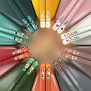 Chinese Trend 10 Colors Alloy Chopsticks Round Antibacterial Family Use - Product Image 3