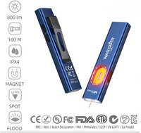 Linterna LED Táctica de 800LM con Logotipo Personalizado, Láser Rojo, Luz UV, Recargable por USB, Impermeable, para Camping, EDC, con Clip Magnético