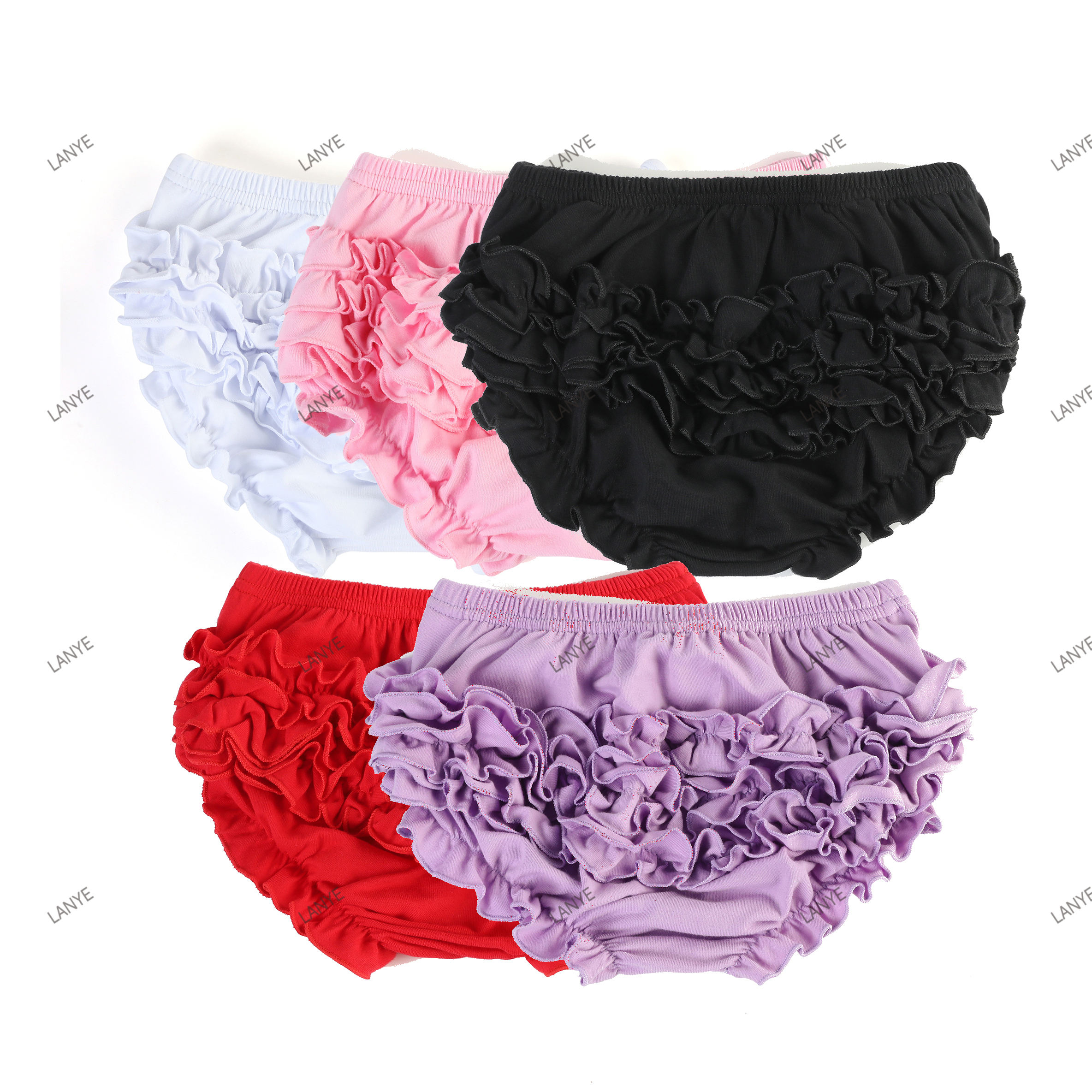 6-Pack Cotton Solid Bloomers Underwear Infant Baby Ruffle Undies Breathable Soft Briefs Toddler