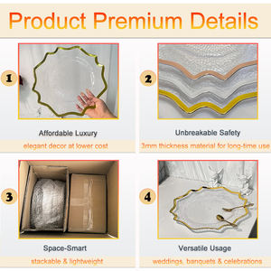 Platos Base Transparentes Acanalados con Borde de Perlas de 13 Pulgadas, Platos de Plástico para Decoración de Fiestas, Venta al por Mayor - Product Image 3