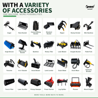 Traktor 4WD Stand-On Mini Skid Steer Loader dengan Wheel Loader Depan, Motor Kompak dan Komponen Inti Pompa