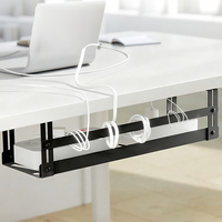 Lot de 2 kits de gestion de câbles sous bureau pour télétravail, support pour multiprise, cache-câbles, plateau de bureau, organisateur de câbles pour bureau