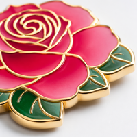 Aimant de réfrigérateur personnalisé en émail, forme fleur/plante, émail dur, métal plaqué or, souvenir