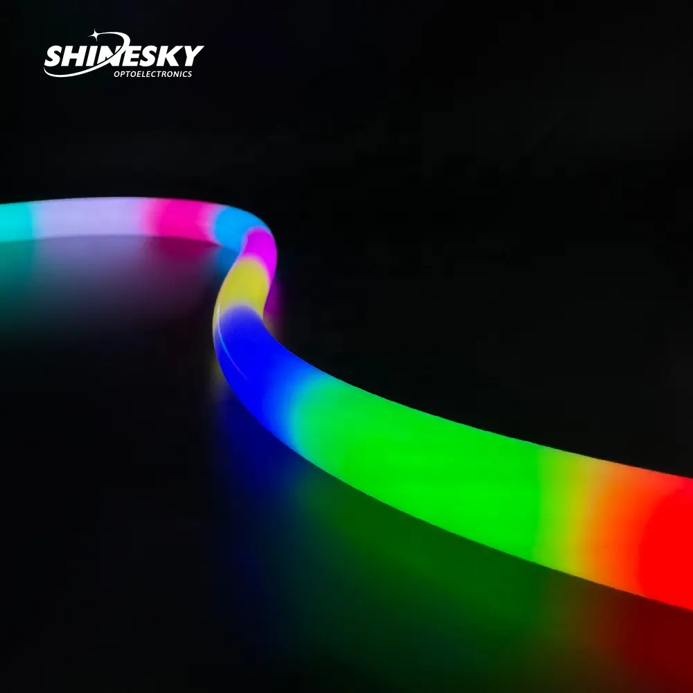 Shinesky สาย LED นีออนอัจฉริยะ25มม. ยืดหยุ่นแรงดันไฟฟ้า24V RGBW ปรับ IP65คริสต์มาสกันน้ำแถบไฟนีออน LED