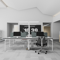 Bureau de travail modulaire flexible 6 places en MDF écologique, combinaison de mobilier de bureau moderne avec cloison ergonomique pour usage commercial