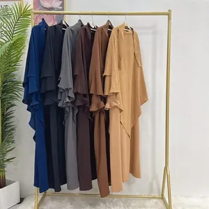 Robe de prière pour femmes, vêtement musulman du Ramadan, Abaya Dubaï, Islam, Jilbeb, ensemble 2 pièces, foulard Khimar superposé, hijab et robe longue OEM - Product Image 4