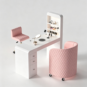 <span class=keywords><strong>Mesa</strong></span> de Manicura Moderna de Madera Blanca para Salón de Belleza, <span class=keywords><strong>Mesa</strong></span> de Manicura Individual de Lujo con Colector de Polvo y Juego de Silla - Product Image 5