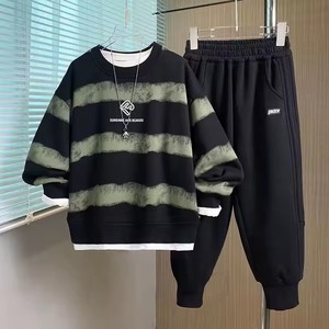 Custom Sporty Oversize <strong>Boys</strong> <strong>Clothing</strong> Sets Chinese Style Print Long Sleeve Casual Holiday Celebrations Ribbed Suit Baby Kids - Product Image 3