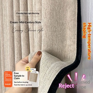 Rideau occultant en chenille de qualité supérieure, design rayé, haute occultation pour chambre à coucher, fenêtre en <span class=keywords><strong>baie</strong></span> et fenêtre octogonale - Product Image 1