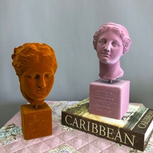 Estatuilla de retrato de cabeza de chica flocada creativa Simple Europea estatua de resina escritorio librería porche artículos de decoración amor Anime - Product Image 4