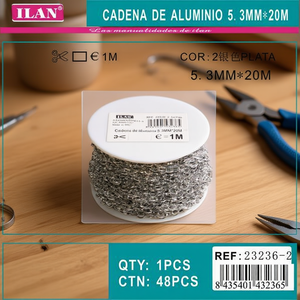 Catena in alluminio Iln 5,3 mm x 20 m colore argento per lavori artigianali - Product Image 2