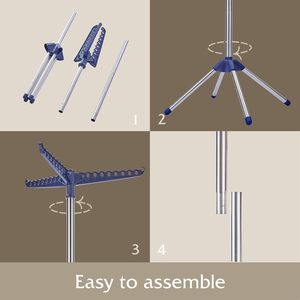 Séchoir à linge rotatif et pliable en acier inoxydable <span class=keywords><strong>avec</strong></span> bras pivotants, support autoportant - Product Image 5