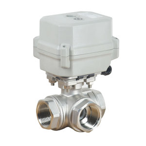 A150-T25-S3-B วาล์ว 3 ทาง ขนาด 1 นิ้ว DN25 แบบ L T พร้อมมอเตอร์และระบบควบคุมด้วยมือ - Product Image 1